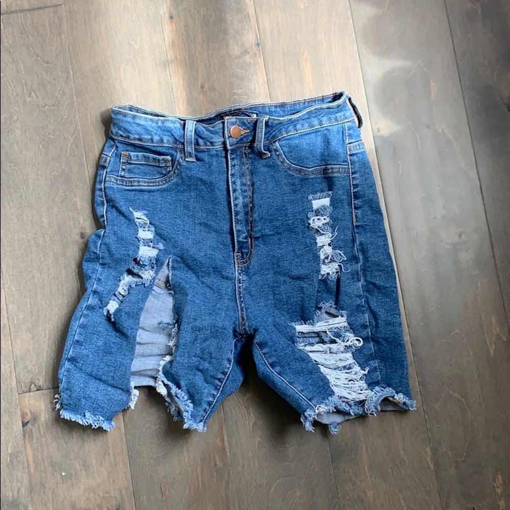 ripped & distressed jean shorts